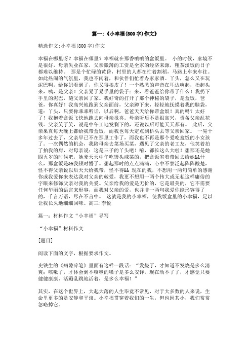 我的小幸福作文800字