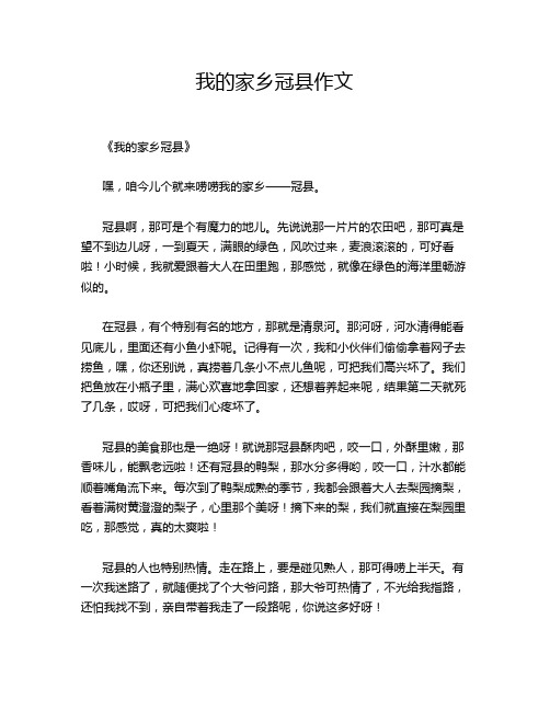 我的家乡冠县作文