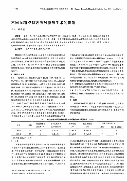 不同血糖控制方法对腹部手术的影响