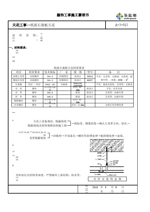 纸面石膏板造型天花施工工艺