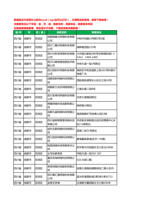 2020新版四川省成都市双流区网络技术有限公司工商企业公司商家名录名单黄页联系电话号码地址大全35家