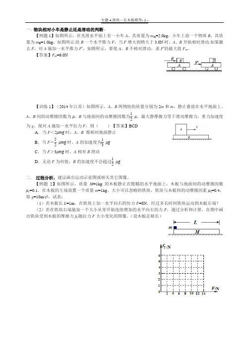 专题4.滑块—长木板模型