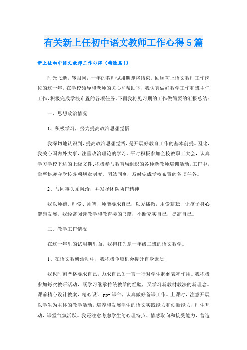 有关新上任初中语文教师工作心得5篇