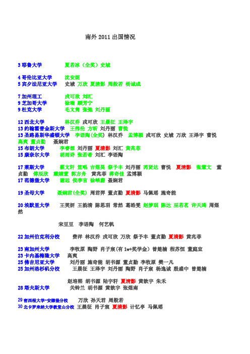 南外2011出国情况