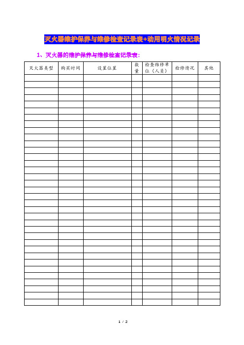 灭火器维护保养与维修检查记录表+动用明火情况记录