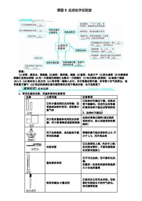 九年级化学上册第一单元走进化学世界课题3走进化学实验室习题(附模拟试卷含答案)