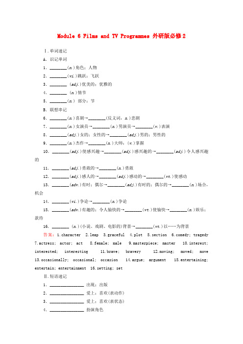 高考英语一轮复习基础提升晨练：Module《FilmsandTVProgrammes》(外研版必修)