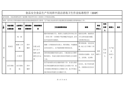 食品安全食品生产车间班中清洁消毒卫生作业标准程序