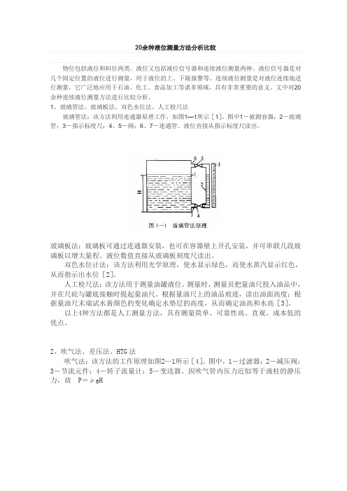 20余种液位测量方法分析比较