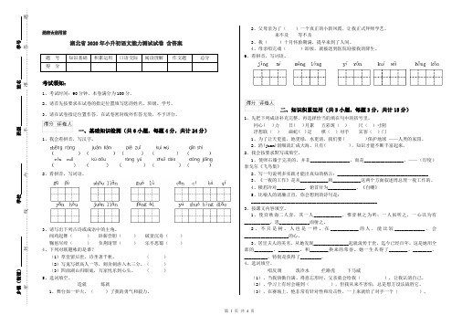 湖北省2020年小升初语文能力测试试卷 含答案