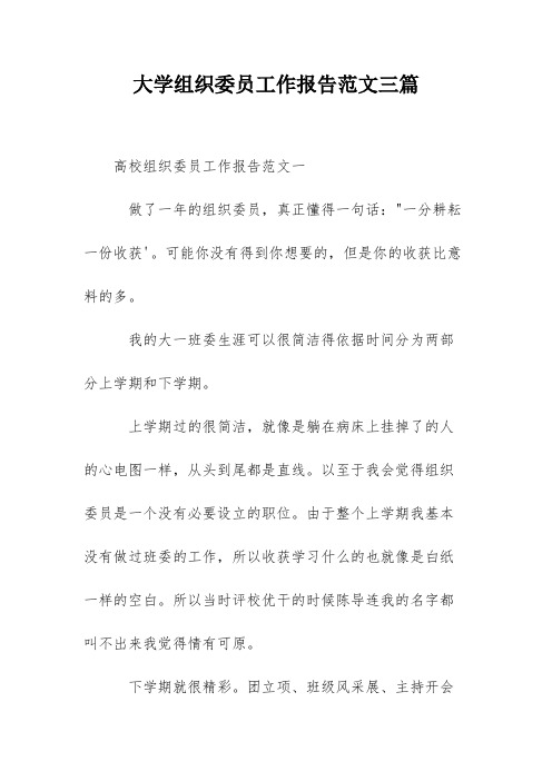 大学组织委员工作报告范文三篇