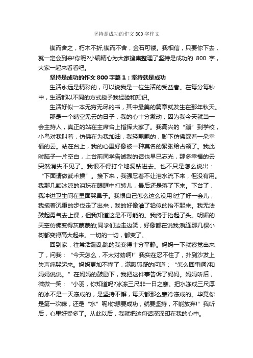 坚持是成功的作文800字作文_成功励志