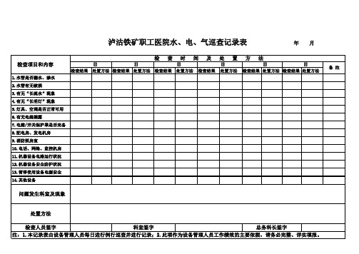 水电气巡查记录表
