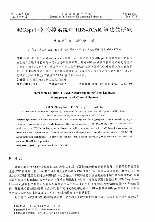 40Gbps业务管控系统中HBS—TCAM算法的研究