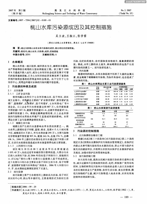 桃山水库污染源成因及其控制措施