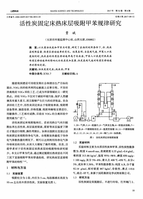 活性炭固定床热床层吸附甲苯规律研究