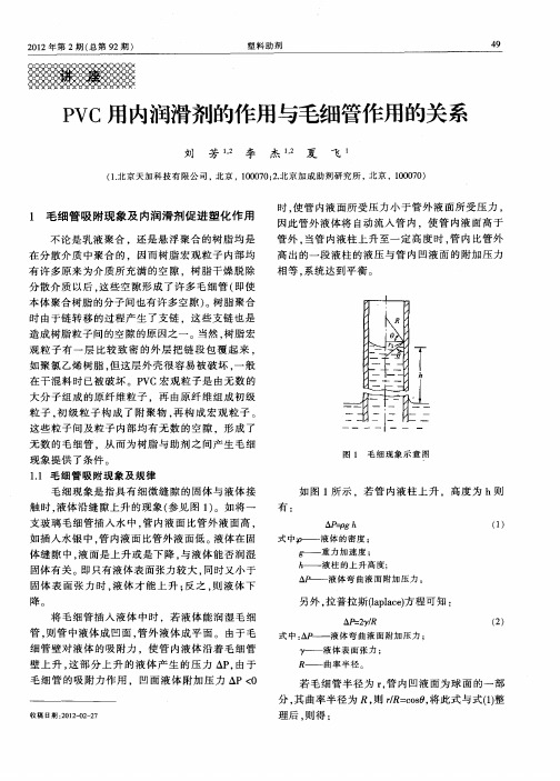 PVC用内润滑剂的作用与毛细管作用的关系