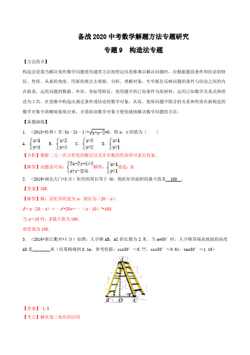 中考数学复习专题09 构造法专题研究(解析版)