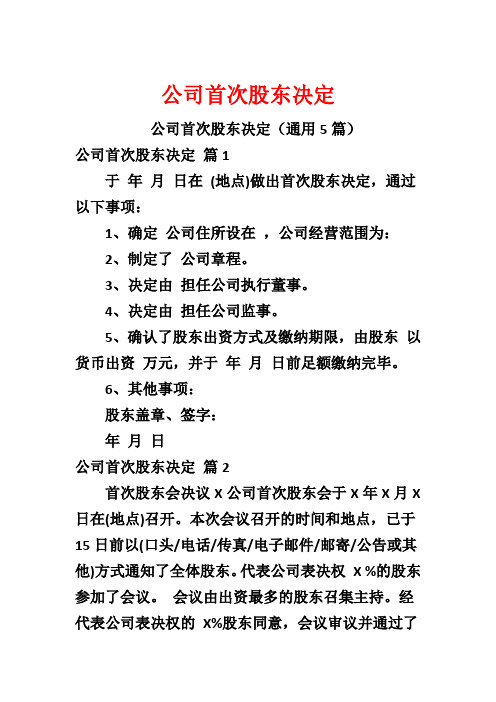 公司首次股东决定