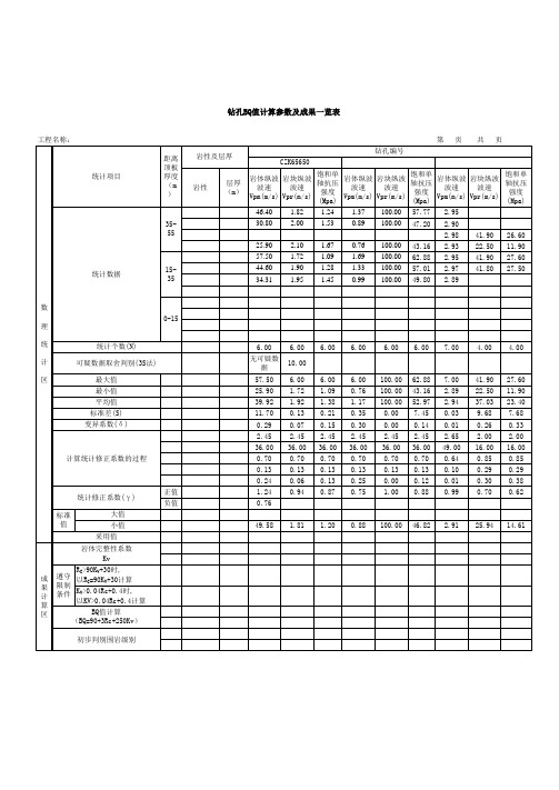 平均值、标准差、变异系数的计算,剪切波速