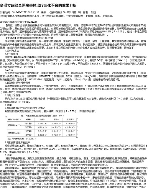 多潘立酮联合阿米替林治疗消化不良的效果分析