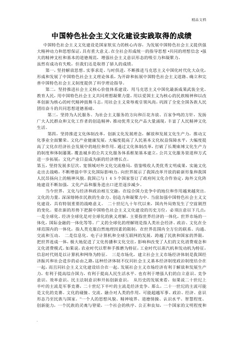 中国特色社会主义文化建设实践取得的成绩