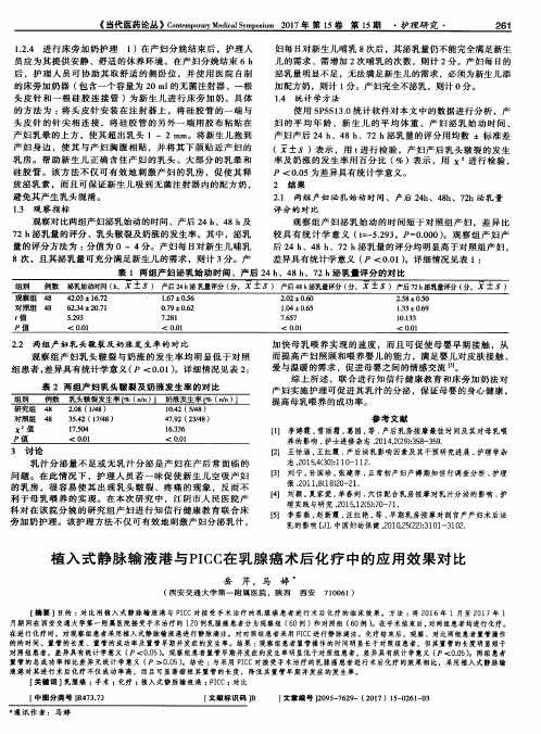 植入式静脉输液港与PICC在乳腺癌术后化疗中的应用效果对比