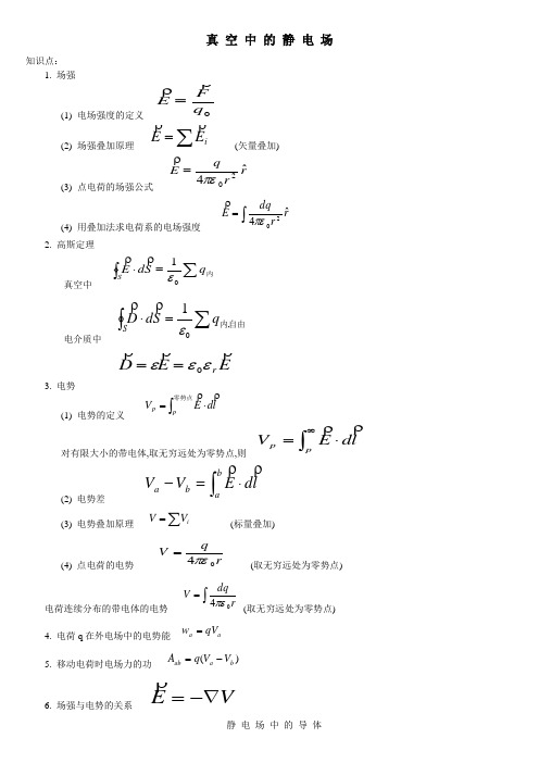 大学物理电磁学知识点