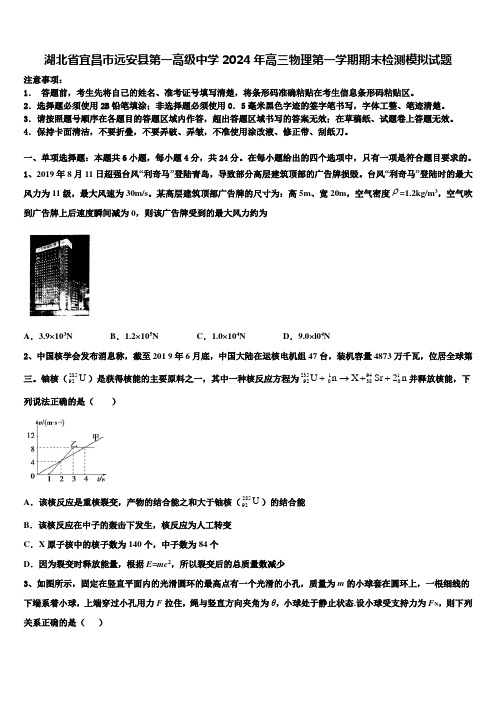 湖北省宜昌市远安县第一高级中学2024年高三物理第一学期期末检测模拟试题含解析