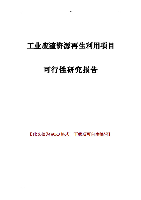 工业废渣资源再生利用项目可行性研究报告