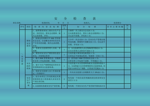 安全检查表