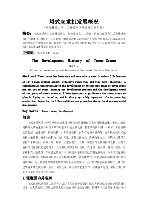 塔式起重机的发展概况