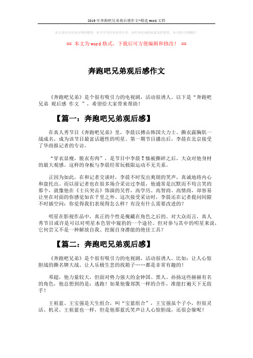 2019年奔跑吧兄弟观后感作文-精选word文档 (2页)