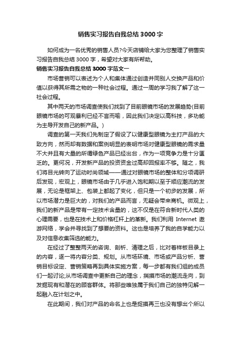 销售实习报告自我总结3000字