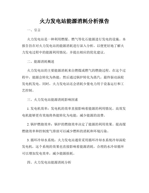 火力发电站能源消耗分析报告