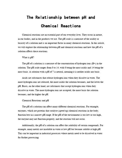 The Relationship between pH and Chemical Reactions