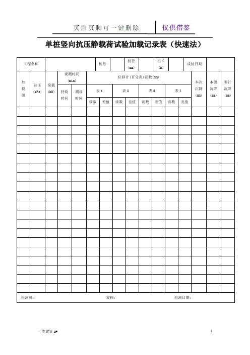 桩基静载实验检测记录表格(精制实操)
