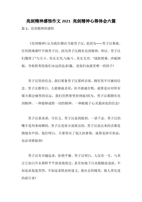 亮剑精神感悟作文2021 亮剑精神心得体会六篇