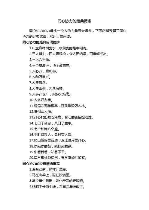 同心协力的经典谚语