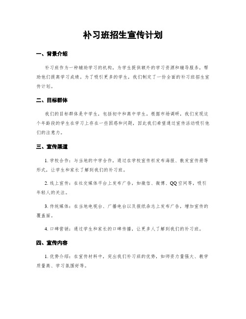 补习班招生宣传计划