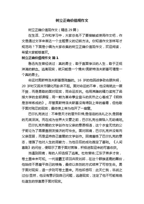 树立正确价值观作文（精选29篇）