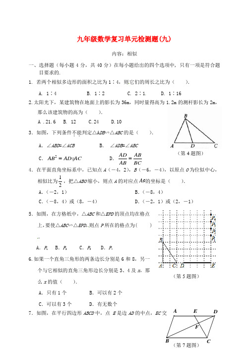 山东省郯城县红花镇2018届中考数学专题复习 专题五 单元检测题(九)(相似)