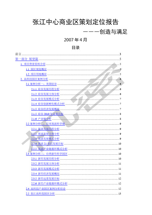 张江中心商业区策划定位报告