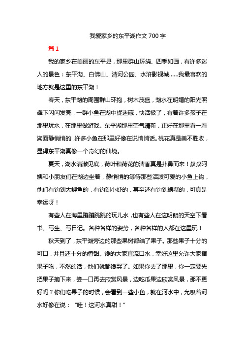 我爱家乡的东平湖作文700字