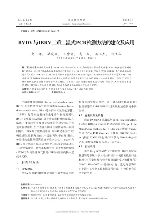 BVDV_与IBRV_二重二温式PCR_检测方法的建立及应用