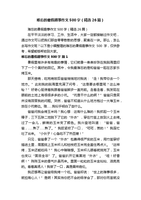 难忘的暑假趣事作文500字（精选26篇）