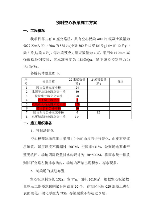 预制空心板梁施工方案