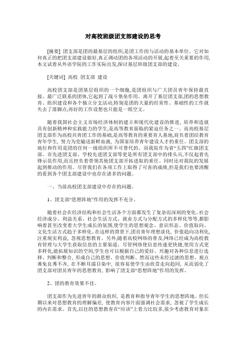 对高校班级团支部建设的思考