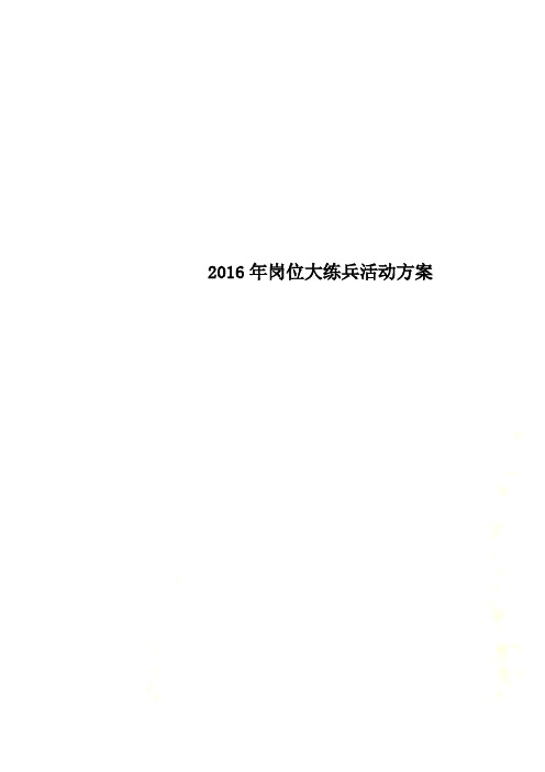 2016年岗位大练兵活动方案