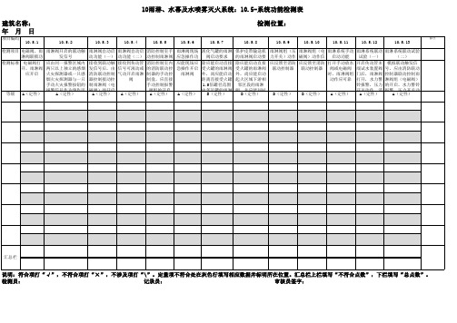 消防系统专用检测表-10雨淋、水幕及水喷雾灭火系统